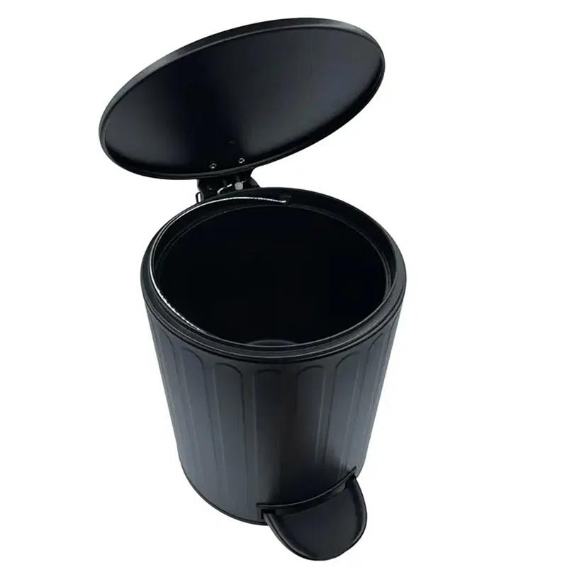Home Mart Goods 10" Tall Black Step Garbage Can With Removable Inner Bucket, Soft-close Metal Waste Basket With Foot Pedal