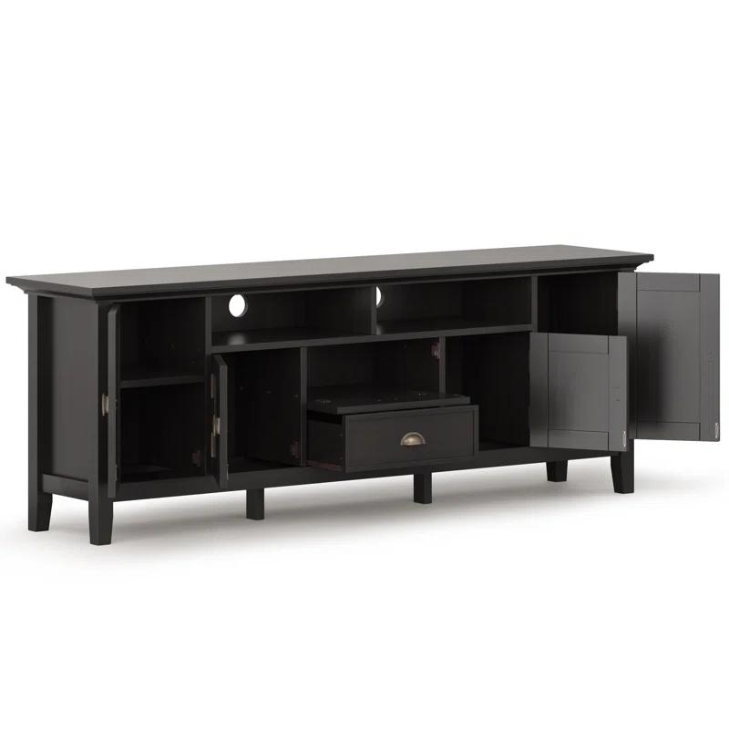Simpli Home Redmond 72"W Solid Wood TV Stand for TVs up to 80" with Storage Cabinets