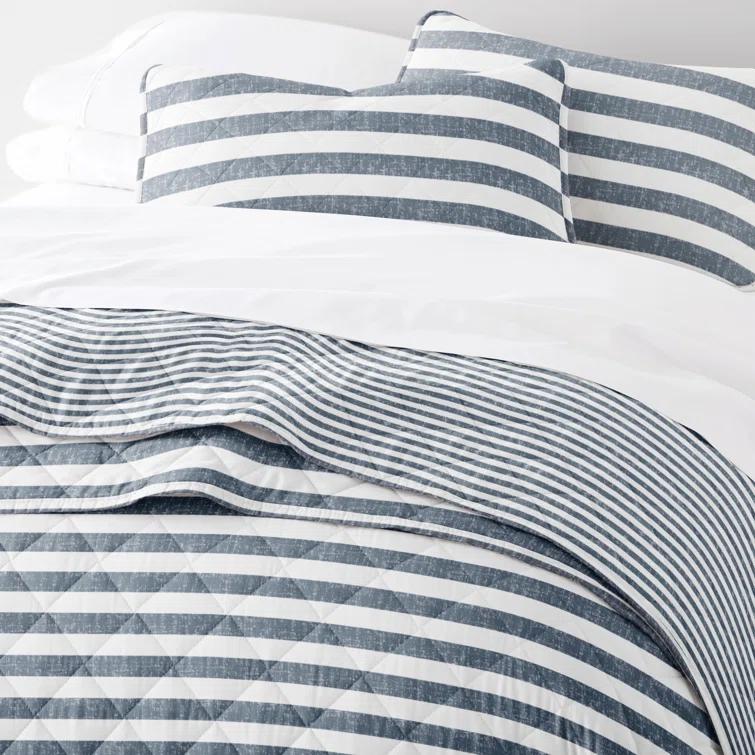 Becky Cameron Quilt Set- Lightweight - All Season Coastal Stripe Bedding