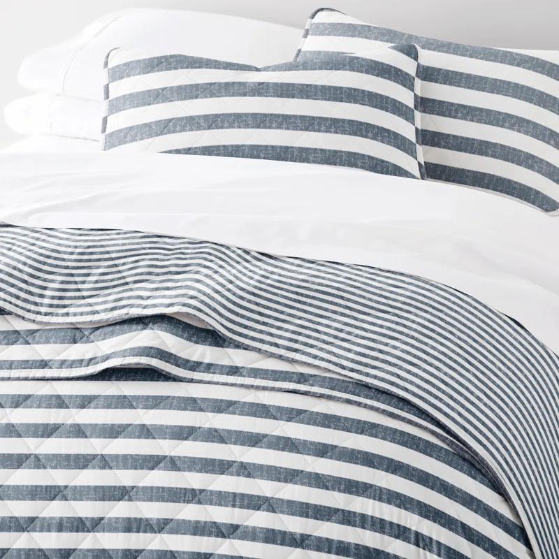 Becky Cameron Quilt Set- Lightweight - All Season Coastal Stripe Bedding
