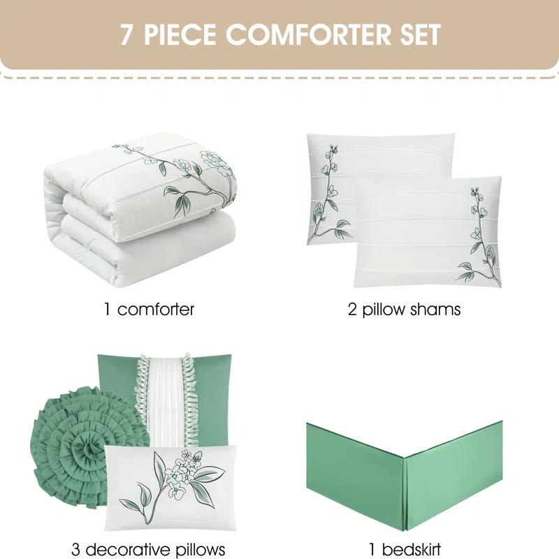 Raina Microfiber 7 Piece Floral Comforter Set