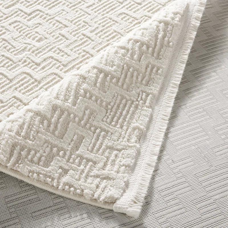 Town & Country Living TOWN & COUNTRY LUXE Tretta Modern Geo Area Rug with Plush High-Low Texture, Ivory