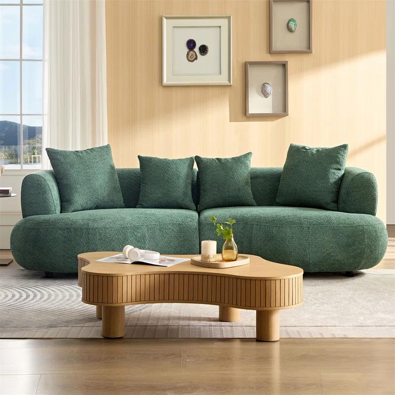 Hokku Designs 102.36" Mid-Century Modern Upholstered 4-Seat Sectional Curved Sofa Couch