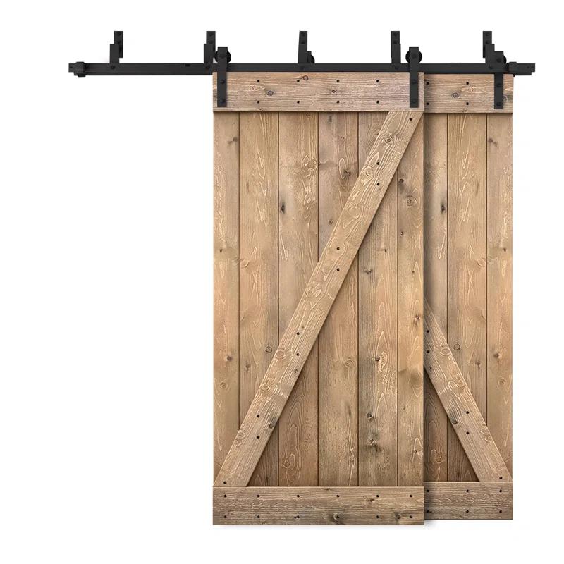 Calhome 84'' Solid Wood Paneled Painted with Installation Hardware Kit Barn Door