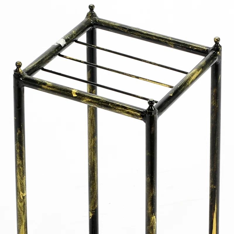HEIMAO Stone Slab 2 Tier Small Square Cast Metal Plant Stand