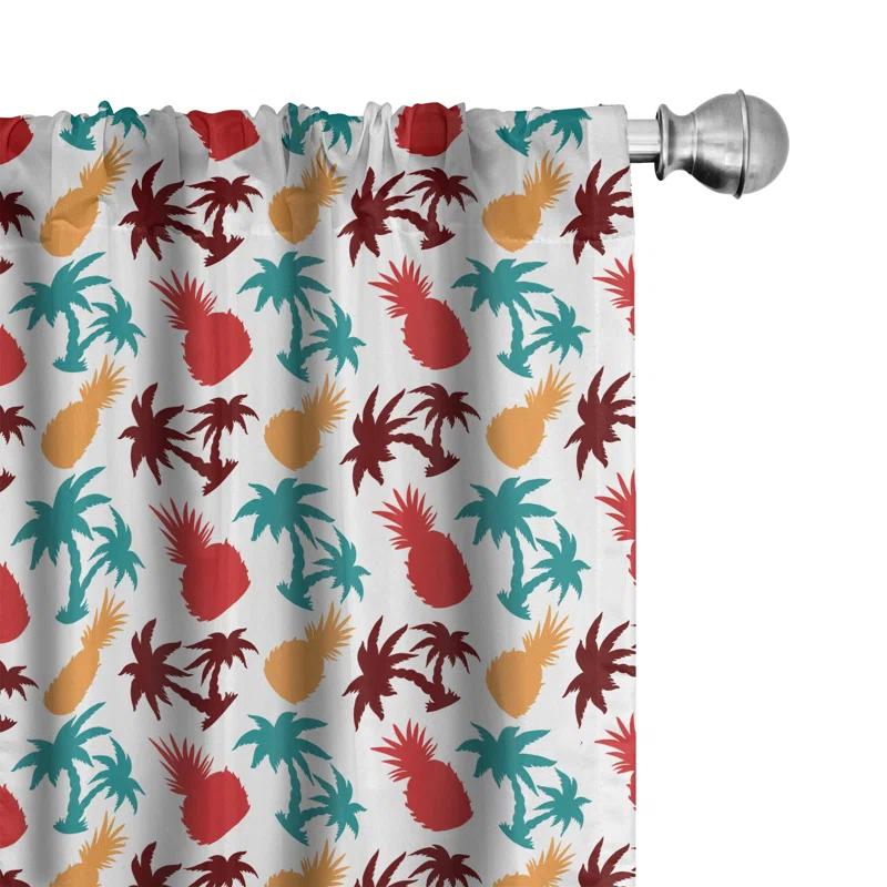 Ambesonne Pineapple Semi-Sheer Rod Pocket Sliding Panel (Set of 2)