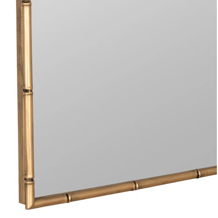 Elegant Gold Metal Framed Arch Vanity Wall Mirror