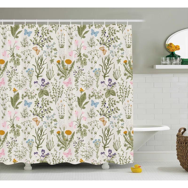 Ambesonne Floral Shower Curtain with Hooks Included
