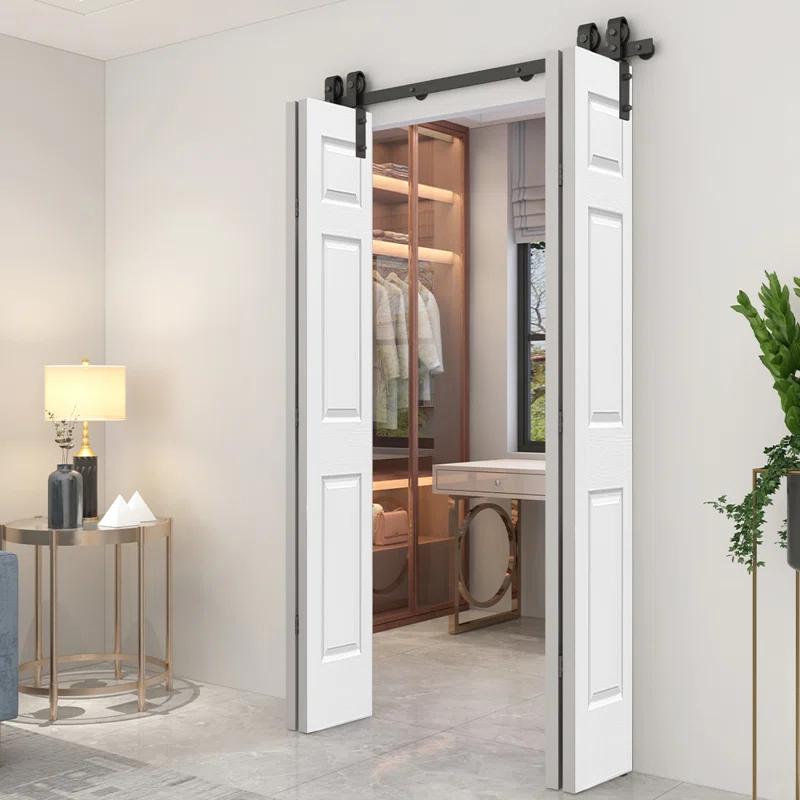 Calhome Paneled MDF Composite Double Bifold Barn Doors with Installation Hardware Kit