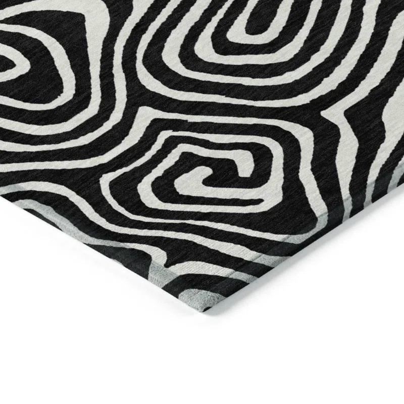 Machine Washable Indoor/Outdoor Chayden ACN1020 Black 8' x 10' Rug