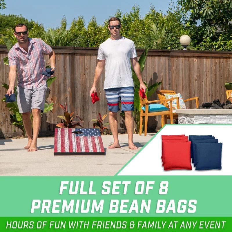 GoSports American Flag Regulation Cornhole Set with Carrying Case