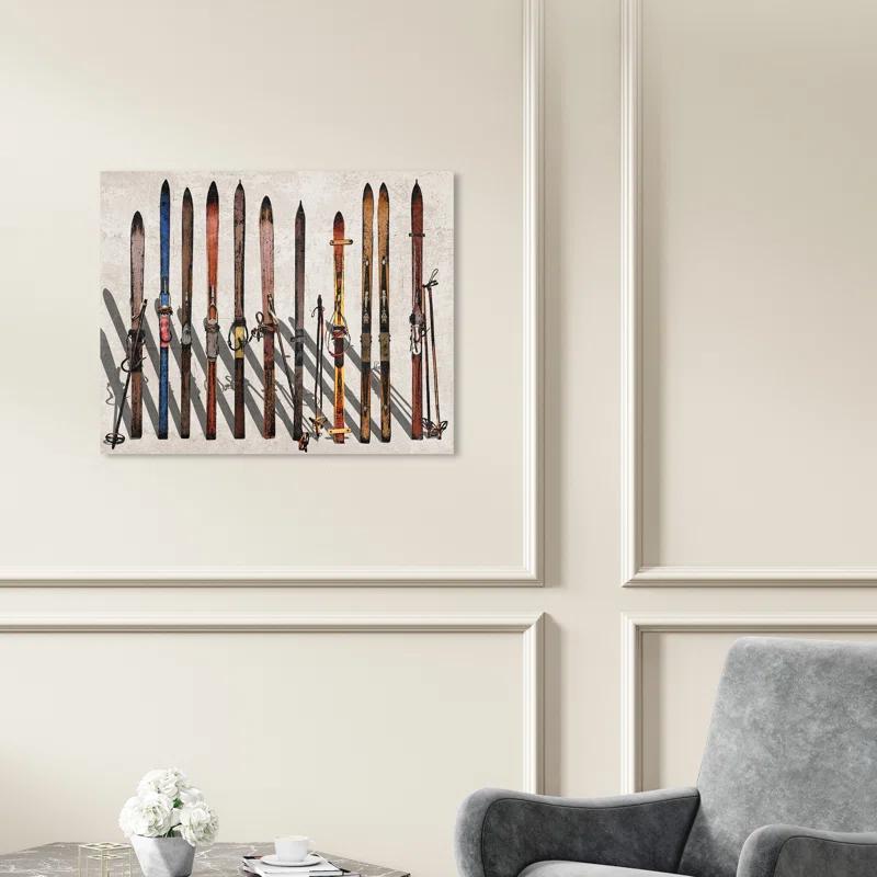 Art Remedy " Sports And Teams Vintage Skis, Modern & Contemporary Brown " by Oliver Gal