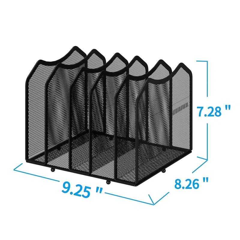 Latitude Run® Black 2 Pack - 5-Section Mesh Desktop File Sorters for Home & Office