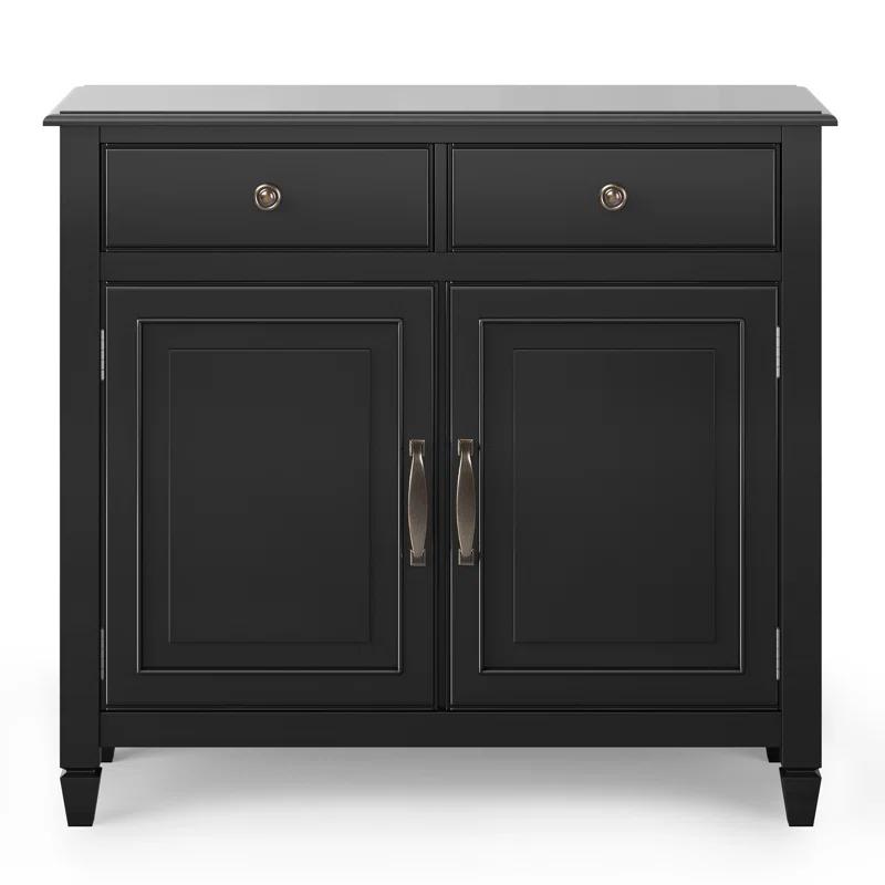 Simpli Home Connaught Solid Wood 2 - Door Accent Cabinet Entryway Storage Cabinet
