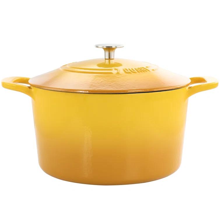 Martha Stewart Martha Stewart 7 Quart Enameled Cast Iron Dutch Oven With Lid In Yellow Ombre