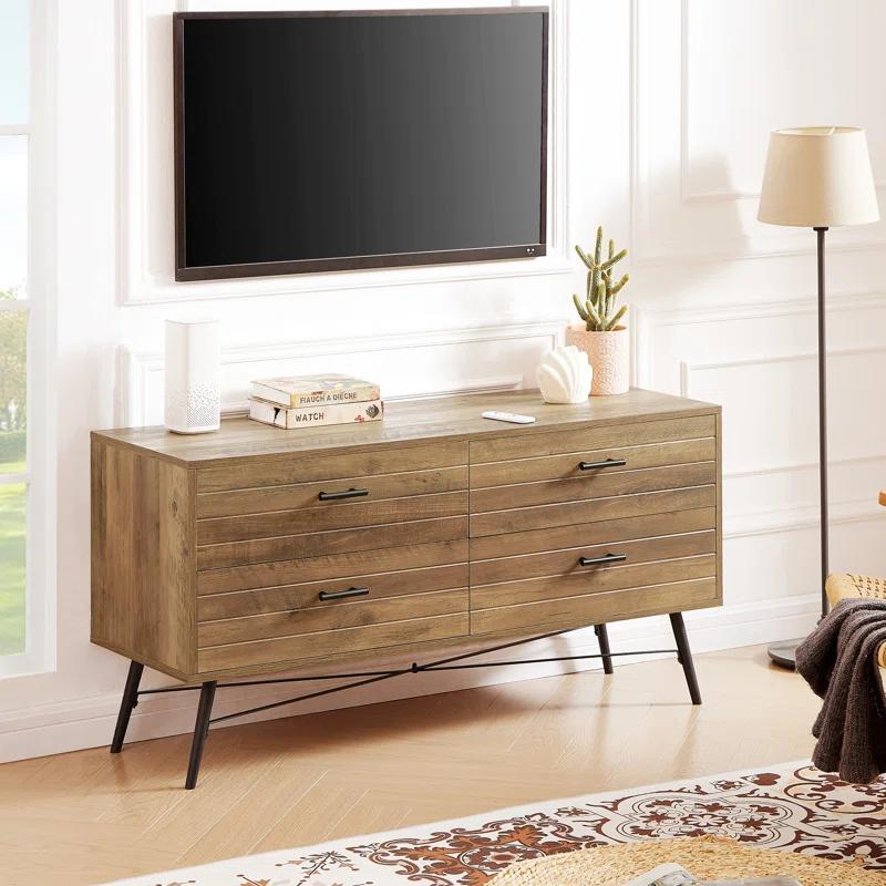 Charlton Home® 4-Drawer Chest, 4 Drawer Dresser TV Stand , Dressers Bedroom Furniture Large Storage Tower Unit