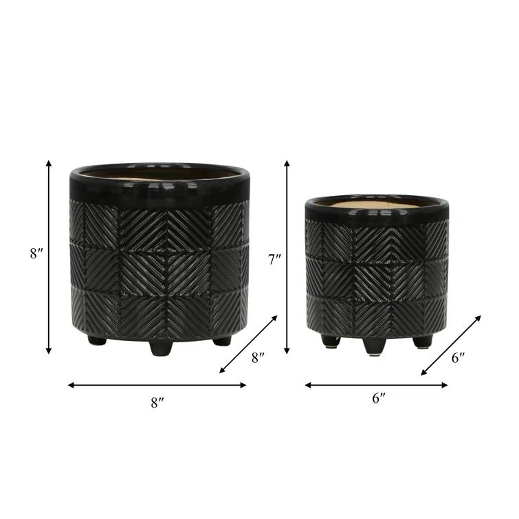 Ceramic Footed Planter Set of 2 Indoor and Outdoor