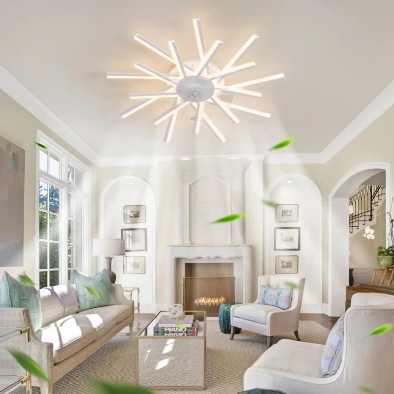 Orren Ellis 36'' 5 - Blade Dimmable LED Ceiling Fan with Remote Control and APP