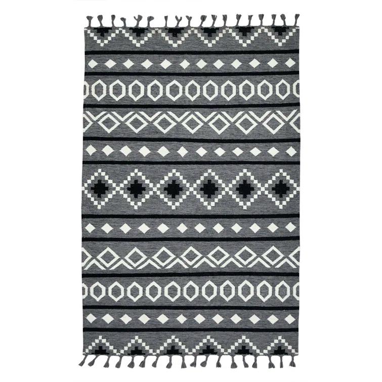 Union Rustic Oneil Moroccan Handmade Wool Gray Area Rug