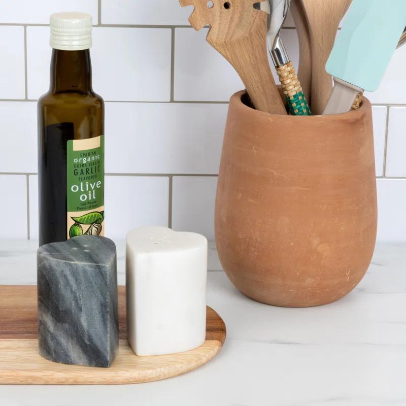 Creative Co-Op Heart-Shaped Marble Salt And Pepper Shakers
