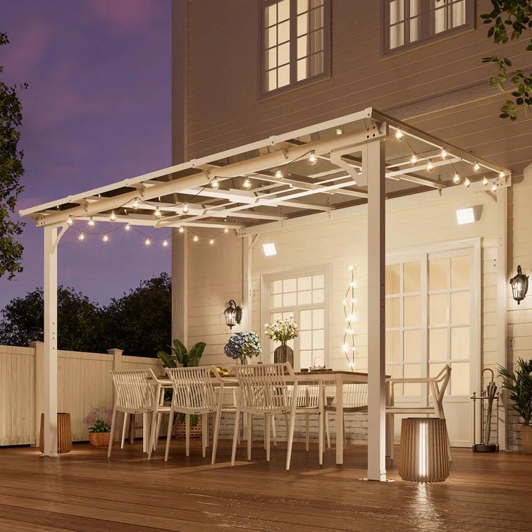 MEISSALIVVE Gazebo, Wall Mounted Gazebo, Lean To Metal Awnings Gazebos, Gazebo Pergola With Sloped Roof, Outdoor Patio Gazebo Awning For Backyard, Deck