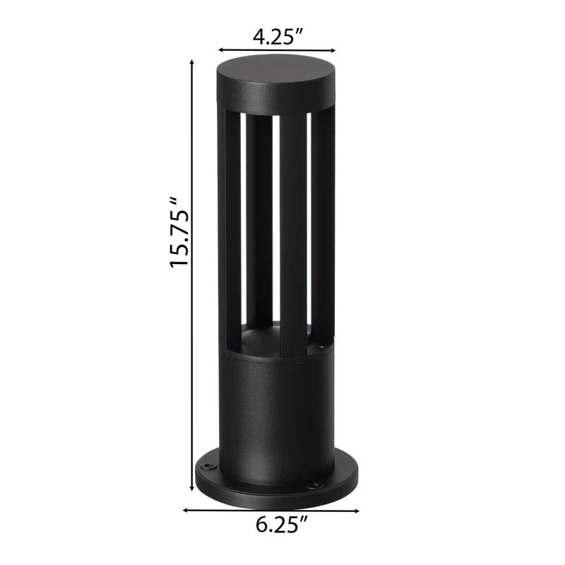 Gardenised Gardenised 15.75-inch Round Led Bollard Path Lights – Durable Decorative Aluminum Wired Landscape Lighting For Walkways, Gardens, Pools, Porches, Driveways, And Surrounding Areas, Black