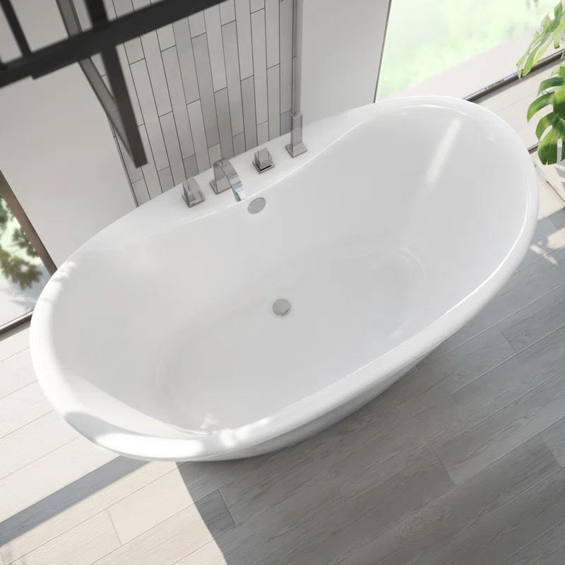 60" L x 32" W Free Standing Soaking Acrylic Bathtub