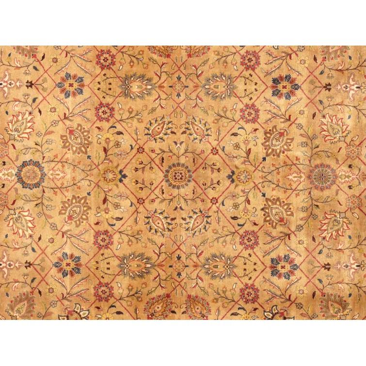 Pasargad Tabriz Oriental Hand-Knotted Wool/Silk Beige/Rust/Navy Area Rug