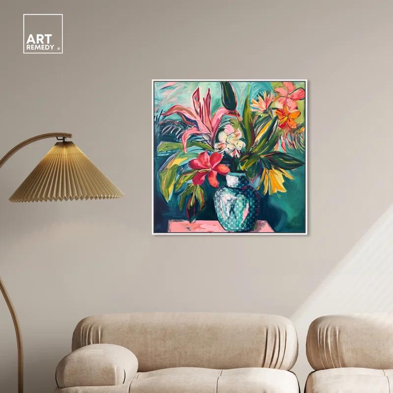 Art Remedy Art Remedy Vase Of Tropical Flowers Framed Flowers In Vase Paintings 55511