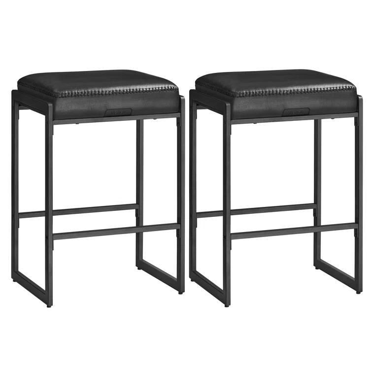 VASAGLE Bar Stools Set of 2, Counter Height Bar Stools, Synthetic Leather with Stitching (Set of 2)