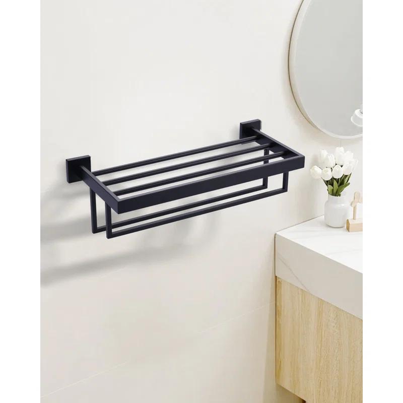 ARCORA AR5150101B-20 2-Tier Wall Mounted Stainless Steel Bathroom Towel Rack With 2 Towel Bars Square Rods