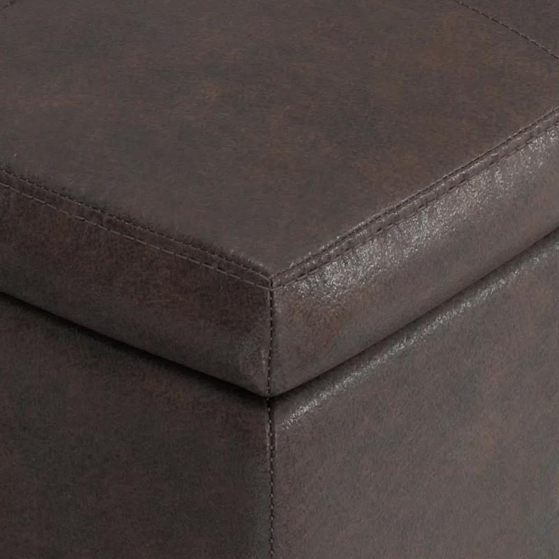 Simpli Home Dover 36"W Upholstered Square Coffee Table Storage Ottoman with Split Tufted Lift Top & Reviews | Wayfair