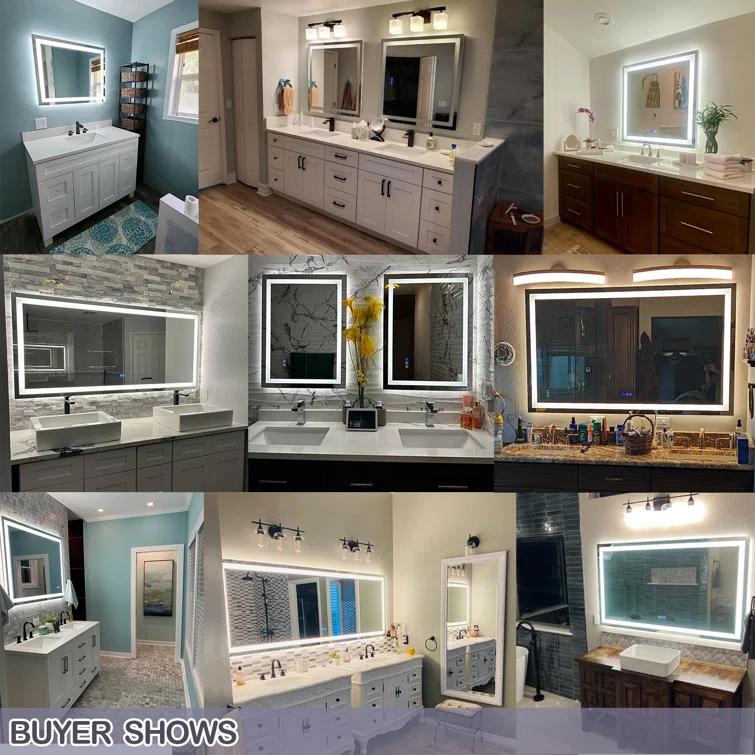 Ivy Bronx Molly Frameless LED Front Light and Backlit 3 Colors Dimmable Anti-Fog Wall Bathroom Vanity Mirror