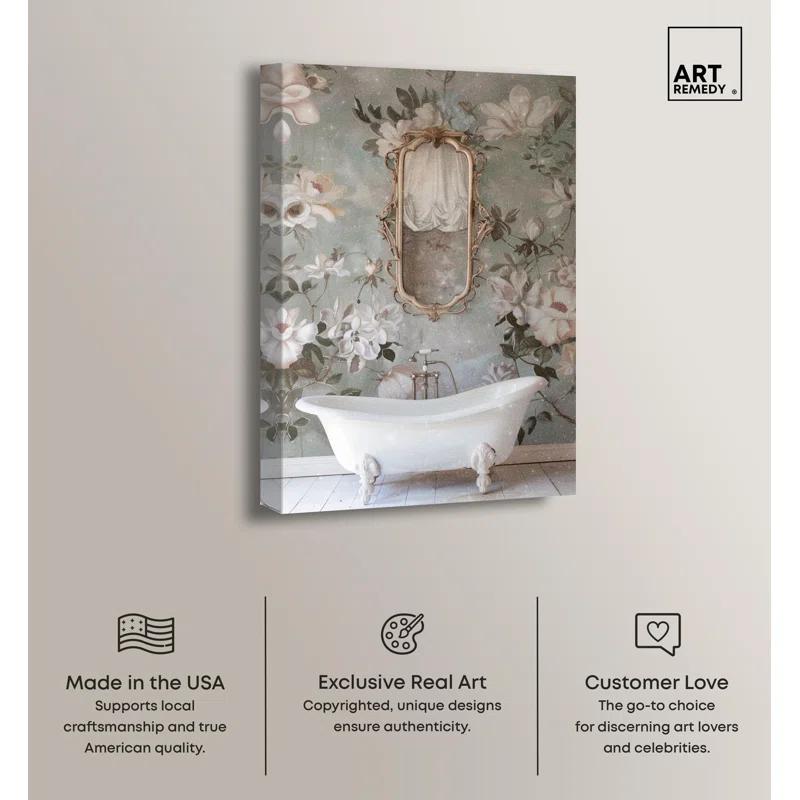 Art Remedy Delicate Classic Bathroom Canvas Farmhouse Floral Art by Art Remedy