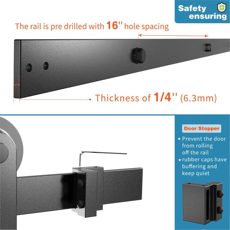 HERACLES Standard Double Door Barn Door Hardware Kit