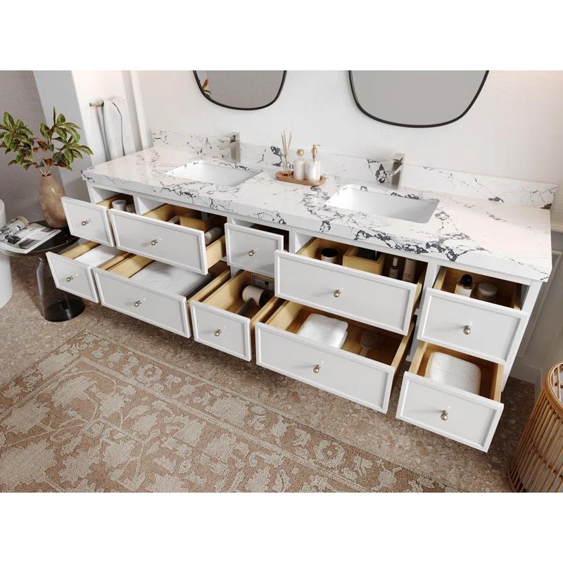 Willow Collections Roswell Floating 84'' Double Bathroom Vanity with Quartz Top