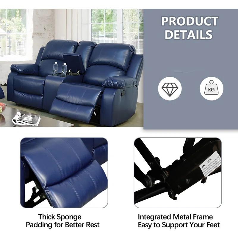 Wade Logan® Branscome 3 Piece Vegan Leather Manual Reclining Living Room Sofa Set