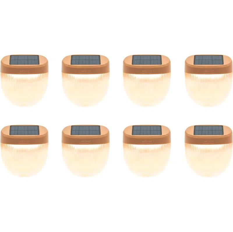 Vego Garden Add ons Rippled Outdoor Waterproof Solar Powered Integrated LED Deck Light Pack (Set of 8)