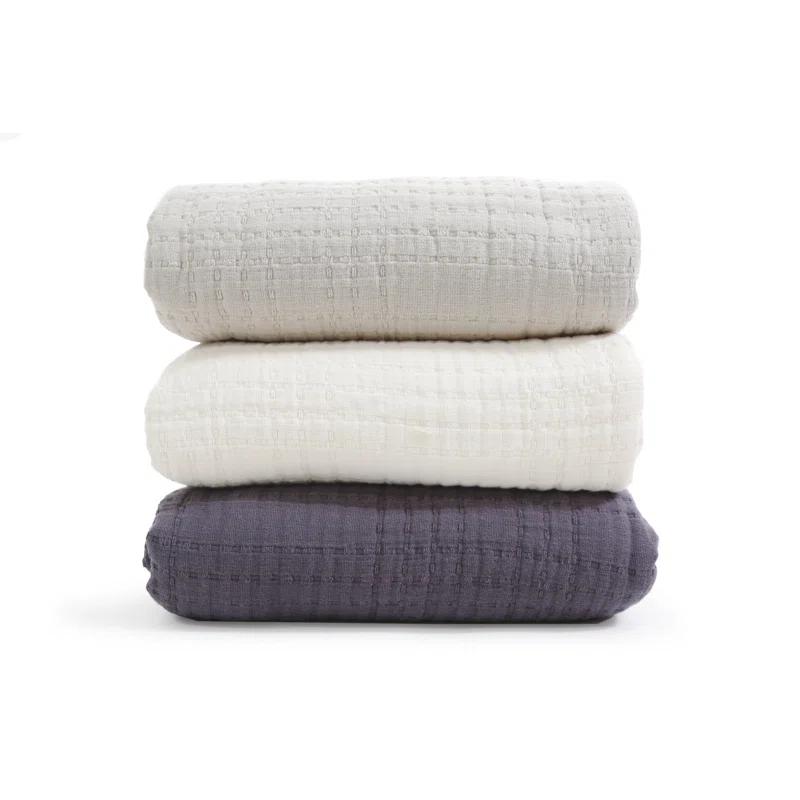 Arrowhead Textured Cotton Blanket by Pom Pom at Home - Cream / King