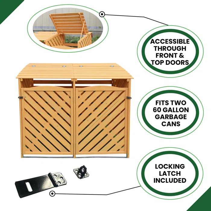 Hanover Hanover Outdoor 4.88 ft. x 3.01 ft. Wooden Trash Bin and Recyclables Storage Shed