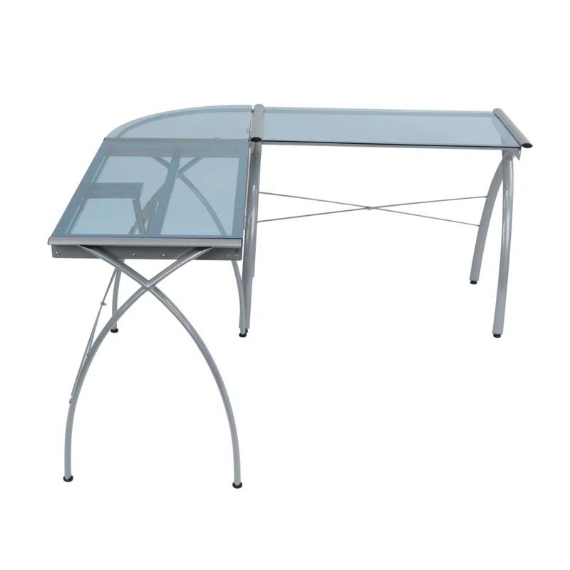 Inbox Zero Courson L-Shaped Glass Top Drafting Table