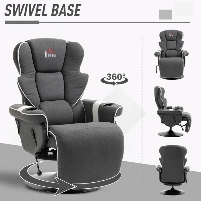 HomCom Faux Leather Manual Swivel Ergonomic Recliner | Wayfair