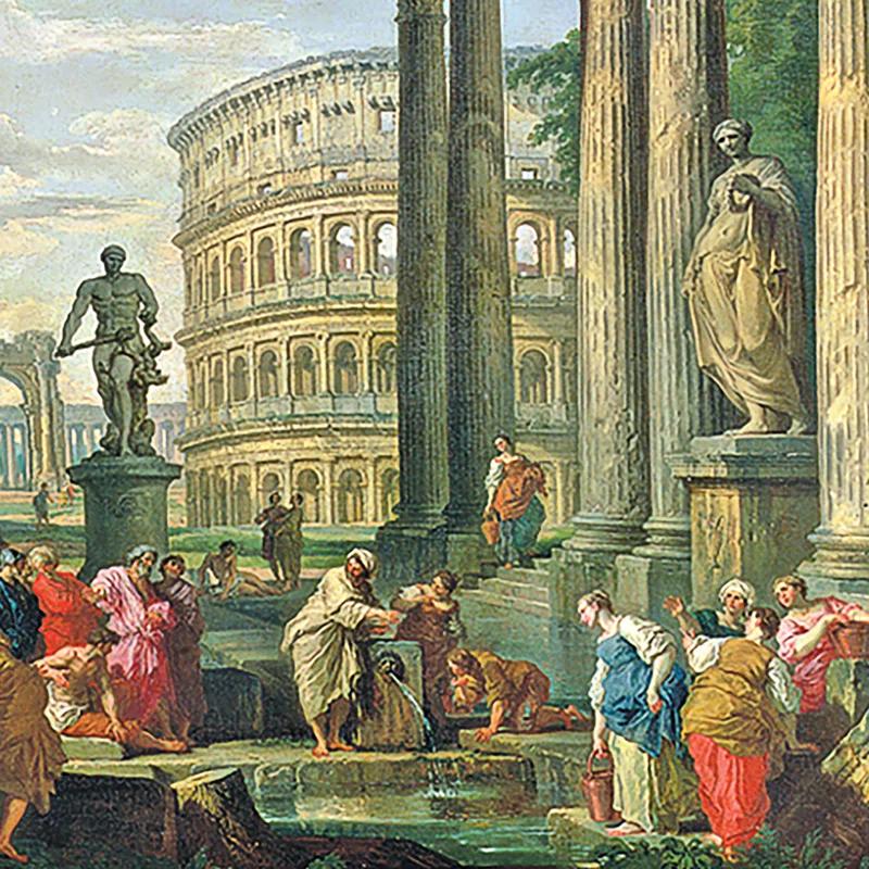 Vault W Artwork " Roman Capriccio, 1735 " by Giovanni Paolo Panini