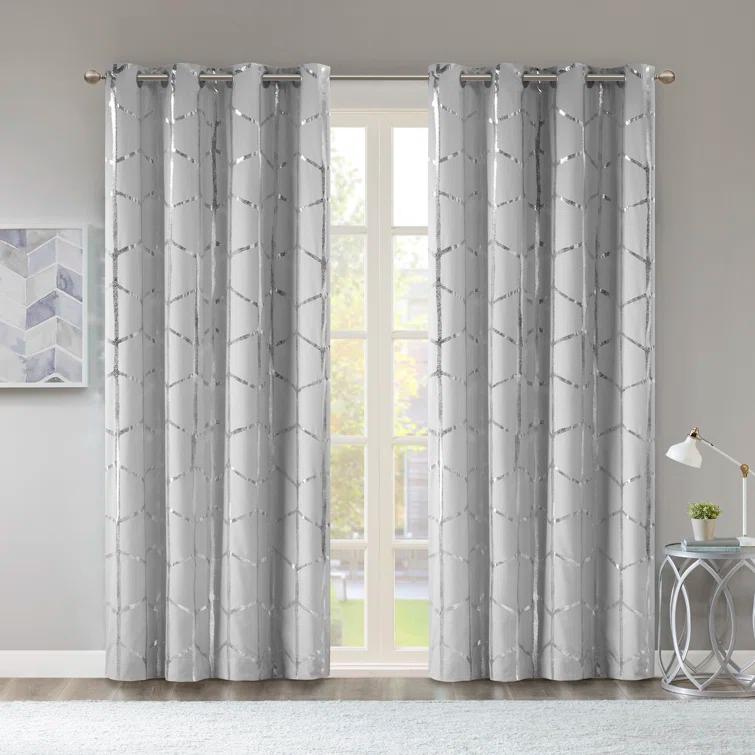 Intelligent Design Raina Geometric Total Blackout Grommet Single Curtain Panel