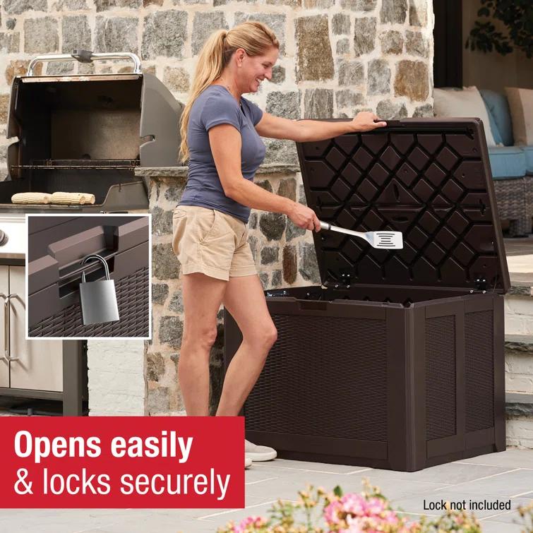 Rubbermaid Rubbermaid Deck Box, Medium, 74 Gallon, Brown