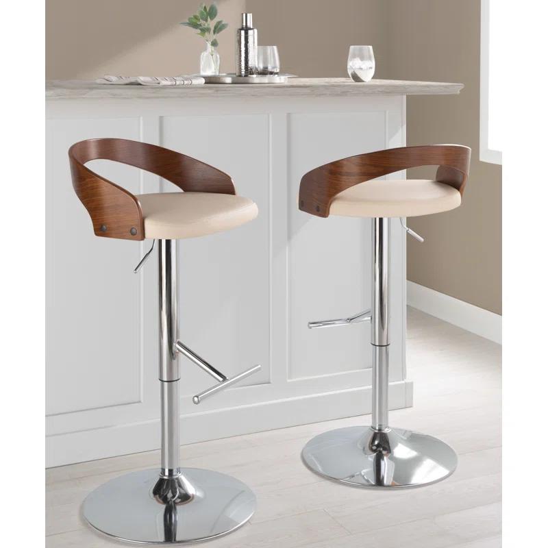 Grotto Swivel Upholstered Adjustable Height Counter Stool with Metal Frame (Set of 2)