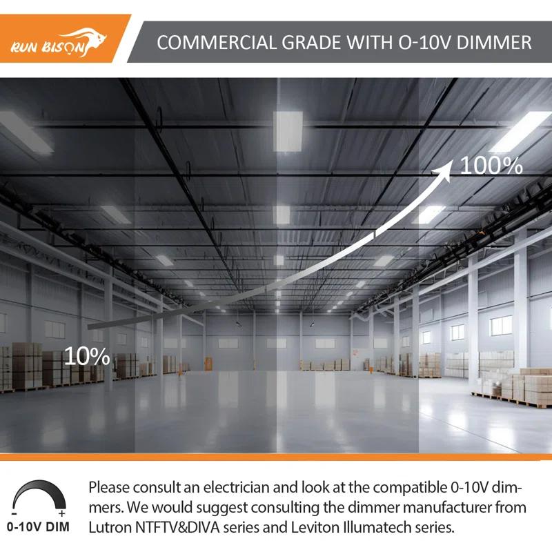 RUN BISON 2 ft. 800W Equivalent Integrated LED Dimmable Linear High Bay Light,120-277V 28,350 Lumens 5000K
