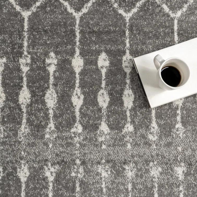 Union Rustic Amanuel Moroccan Geometric Area Rug in Dark Gray