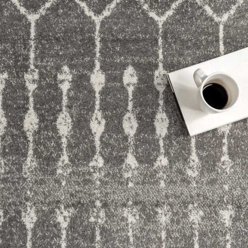 Union Rustic Amanuel Moroccan Geometric Area Rug in Dark Gray