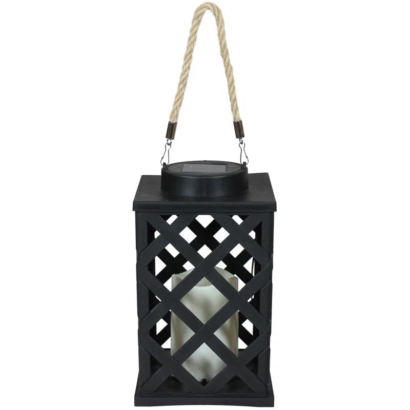Longshore Tides Grau 9.25'' Solar Powered Integrated LED Outdoor Lantern (Set of 2)